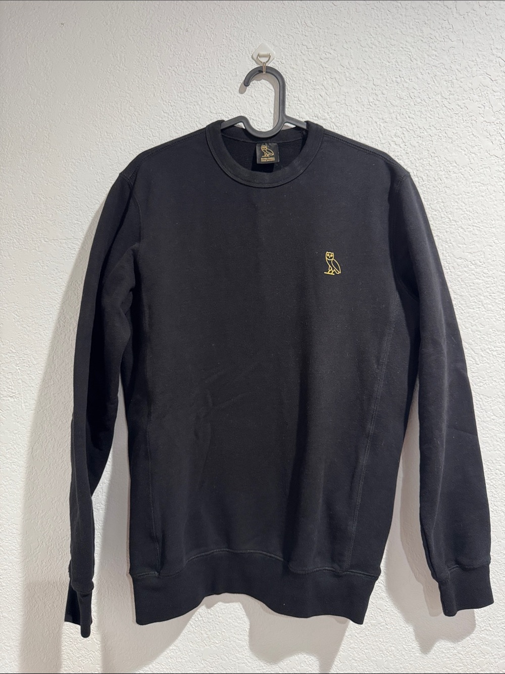 OVO Black Crewneck Sweater with Gold Owl Logo
